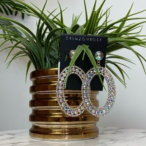 ‼️ Iridescent Diamond Rhinestone Oval Drop Earring